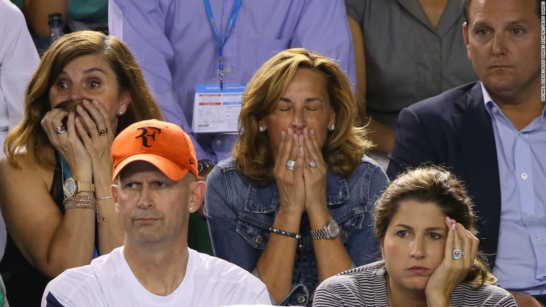 Watched in Melbourne by his wife Mirka (bottom right), the Swiss great was also beaten by Djokovic in the final of the previous two grand slams, Wimbledon and the U.S. Open, plus the season-ending ATP championships.