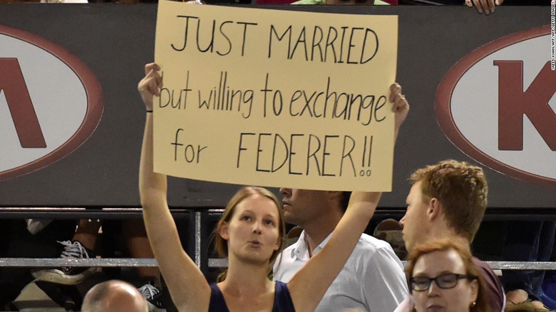 A fan in Melbourne expresses her adoration for the great Swiss. Federer said he was &quot;so disappointed&quot; to miss both the Rotterdam and Dubai tournaments because they are &quot;two of my favorite tournaments on the ATP World Tour.&quot;  