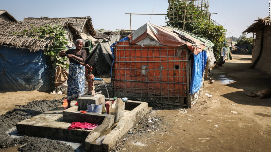 Thousands of Muslim Rohingya have been forced to live in extremely basic conditions in displacement camps.