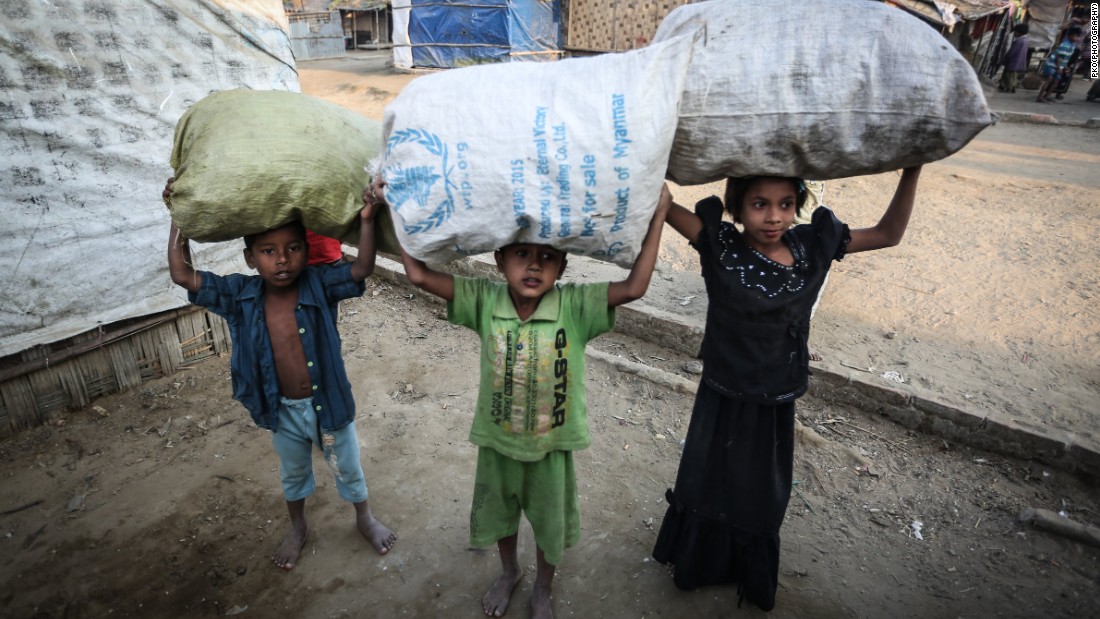 Thousands of Rohingya -- including many children -- rely on humanitarian aid from abroad.