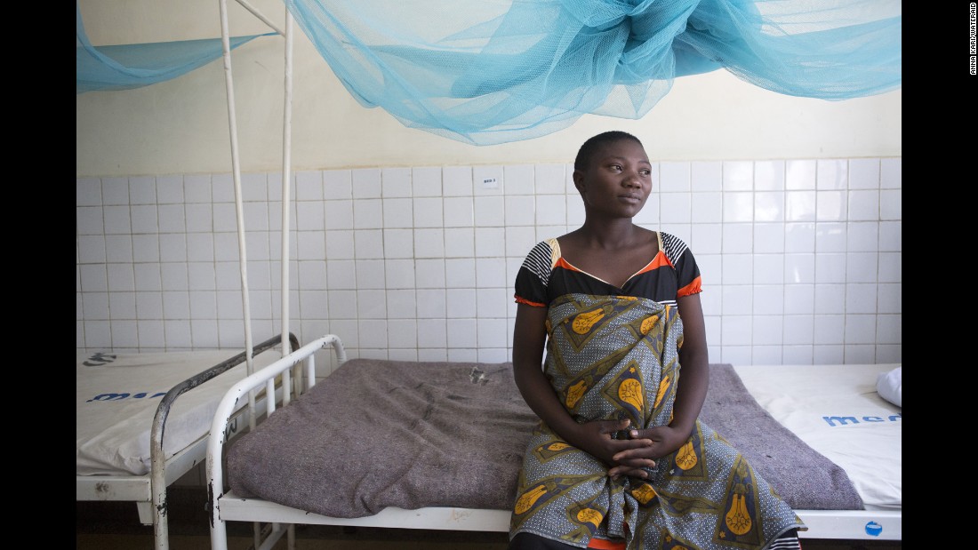 Agnes Noti, 22, of Tanzania, was photographed at the Kiomboi District Hospital as she was prepared to give birth to her third child. There was no source of water in the rooms where mothers deliver babies or care for newborns. There was one toilet and women had access to a sink that&#39;s also used to wash medical equipment. The water they drink is purchased from a shop, she said.