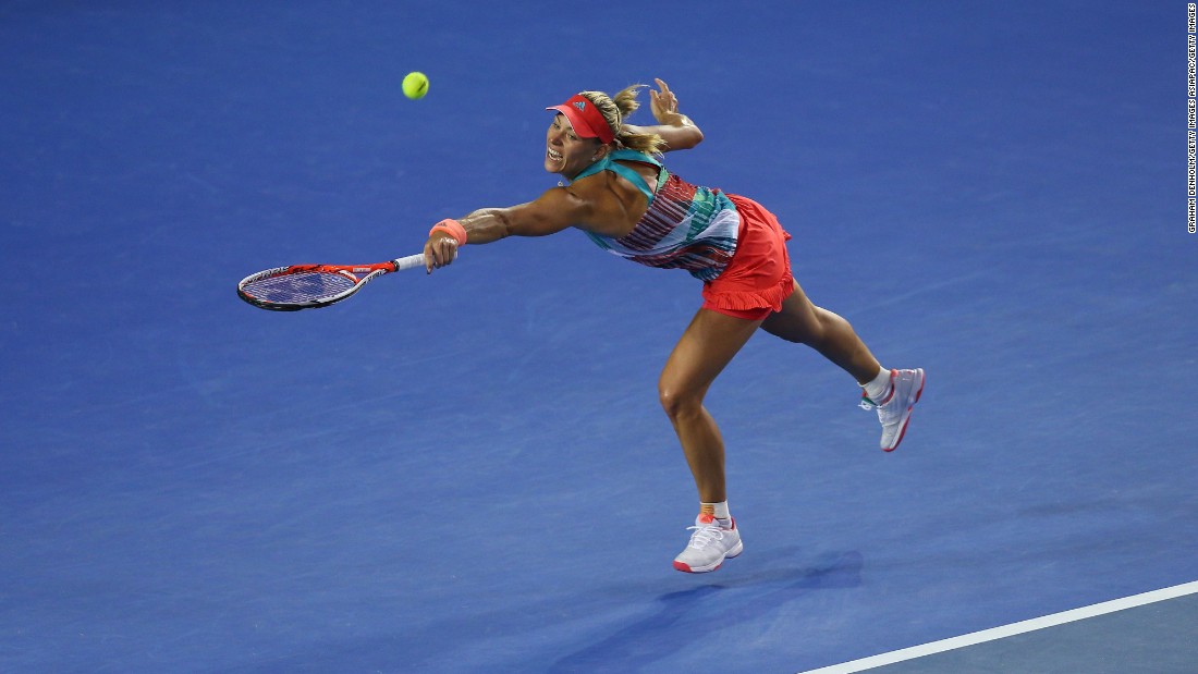 Kerber at full stretch in the thrilling women&#39;s singles final against top seed Williams.