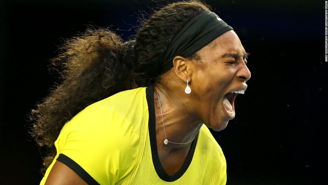Williams tries her best to pump herself up as a 22nd grand slam title slips away from her grasp.