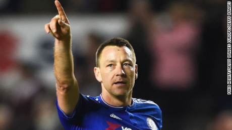 John Terry gestures to Chelsea fans after Sunday&#39;s win against Milton Keynes Dons.