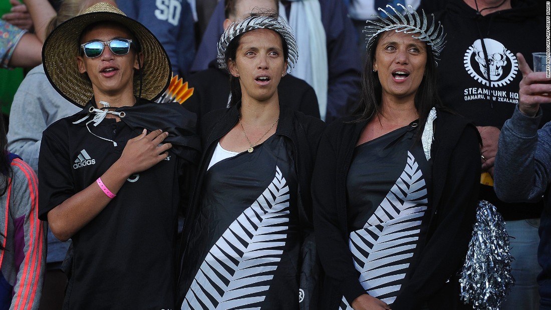 Kiwi fans sing their national anthem before kickoff. This was the last year on Wellington&#39;s contract as host city for a leg of the Sevens World Series. Officials are yet to decide which New Zealand venue will stage the event going forward.