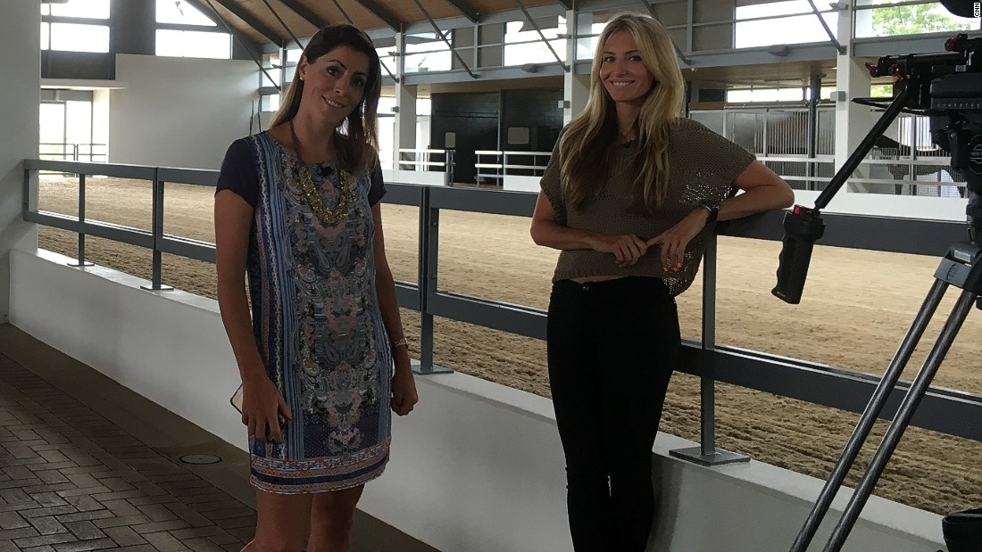 Aly also traveled to Cavalli Stud Farm to interview managing director, Lauren Smith -- pictured here on the right during a break in filming.