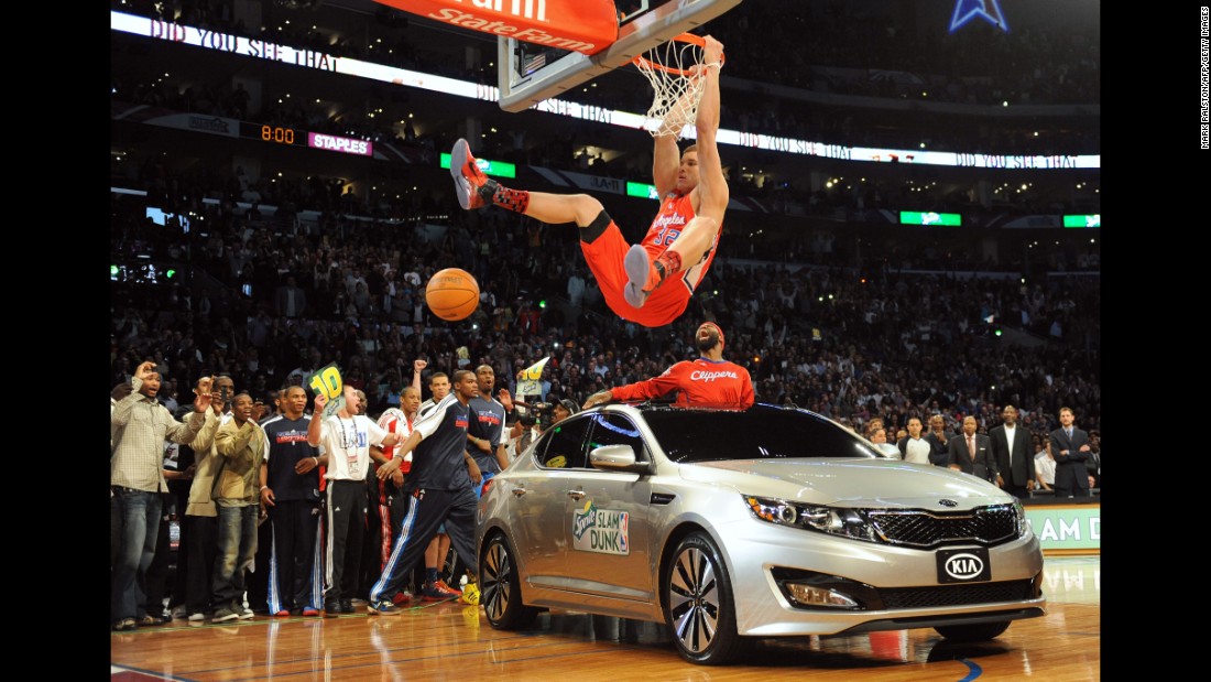 &lt;strong&gt;Blake Griffin (2011):&lt;/strong&gt; With a choir singing R. Kelly&#39;s &quot;I Believe I Can Fly,&quot; Griffin jumped over the hood of car and finished an alley-oop pass from teammate Baron Davis, who was poking out of the sunroof.