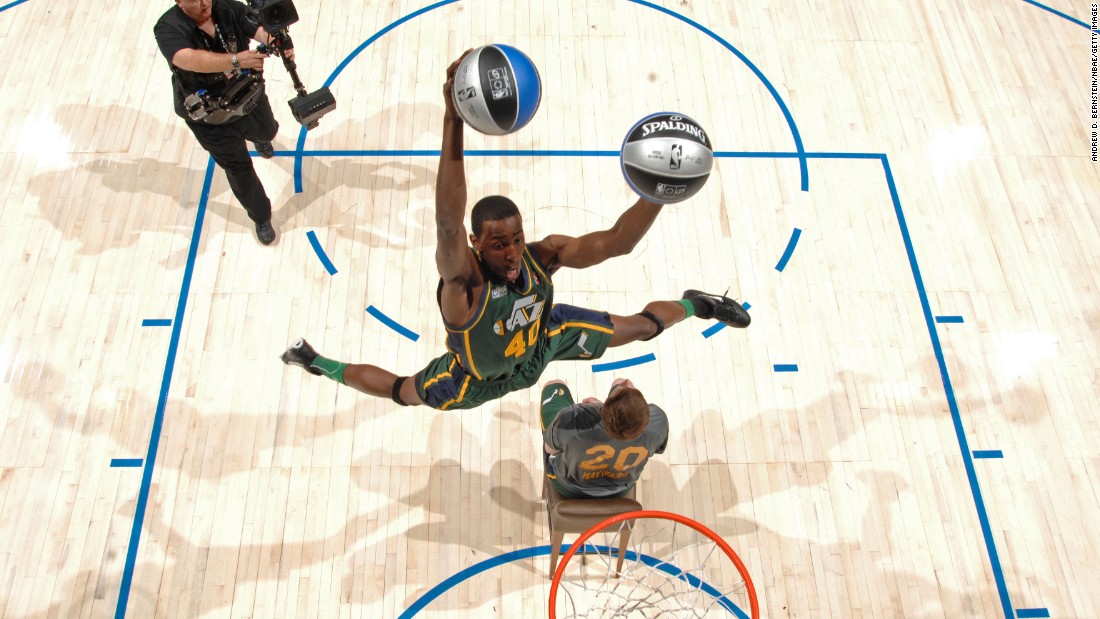 &lt;strong&gt;Jeremy Evans (2012):&lt;/strong&gt; Perhaps the standout dunk from Evans&#39; victory was when he jumped over teammate Gordon Hayward, caught two balls and dunked one with each hand. He later dunked over comedian Kevin Hart while paying homage to former Jazz great Karl Malone.
