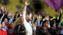 Beyonce, Chris Martin and Bruno Mars perform in the Super Bowl 50 Halftime Show, which Hamish Hamilton recalls as one of the greatest halftimes he & # 39; s produced.