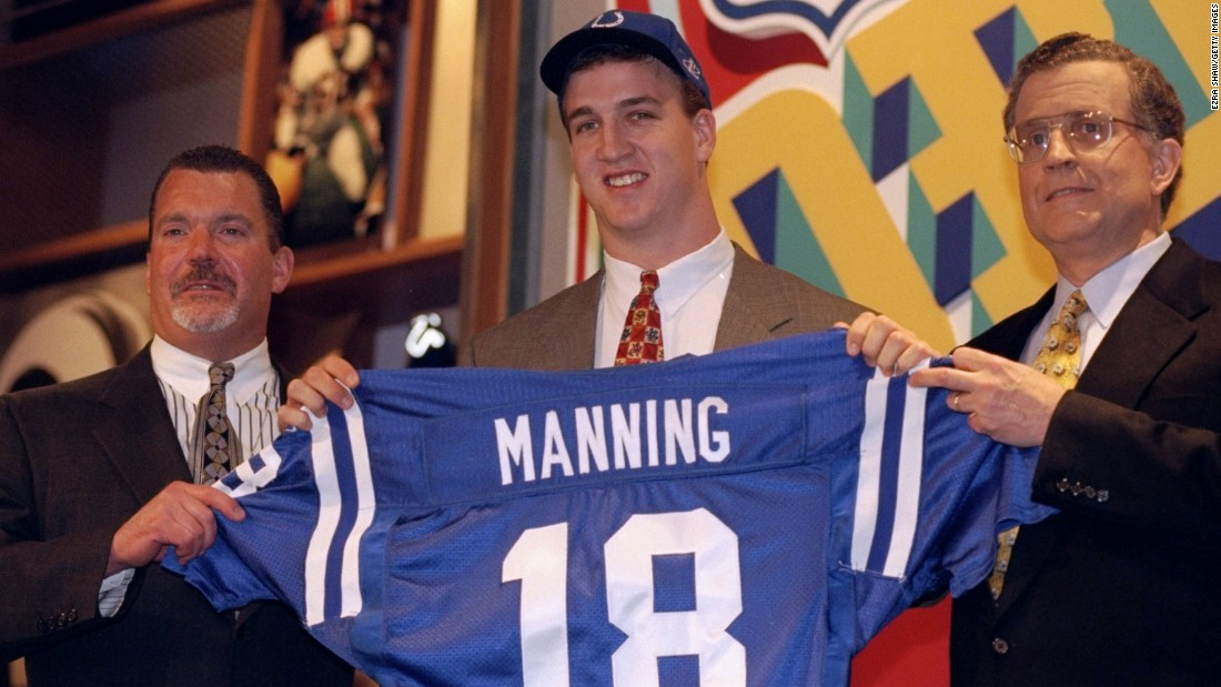 In 1998, the Colts selected Manning with the No. 1 overall pick in the NFL Draft.