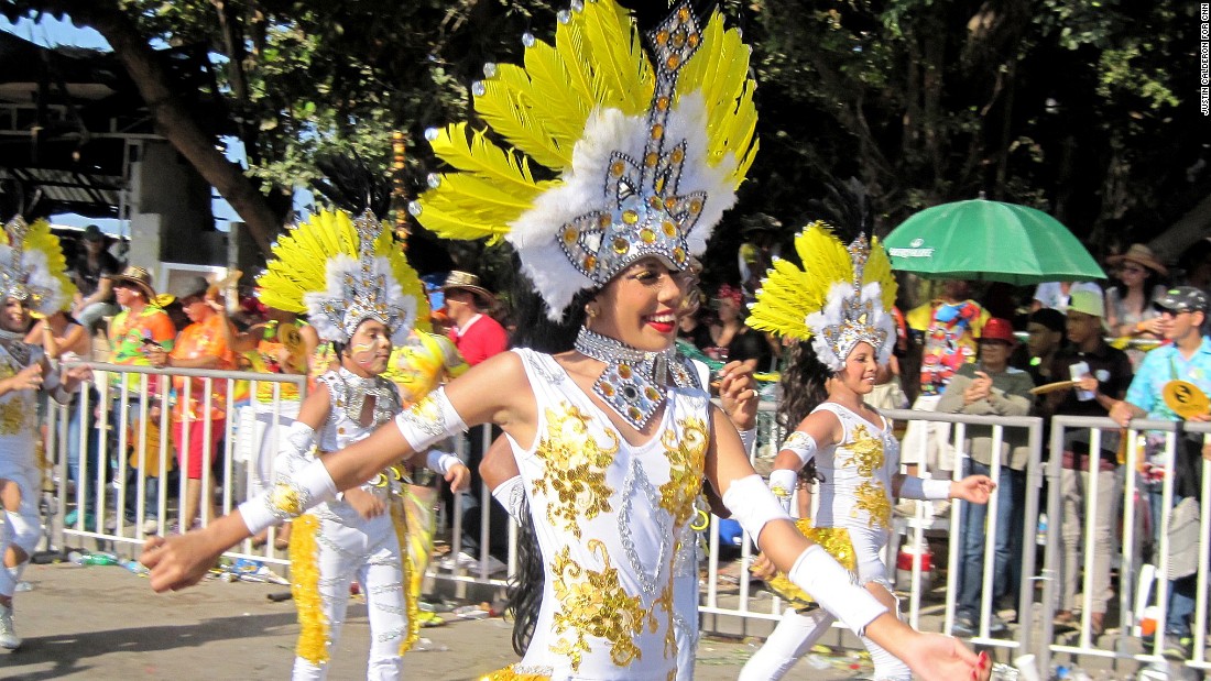 South American Carnival dancers in amazing outfits