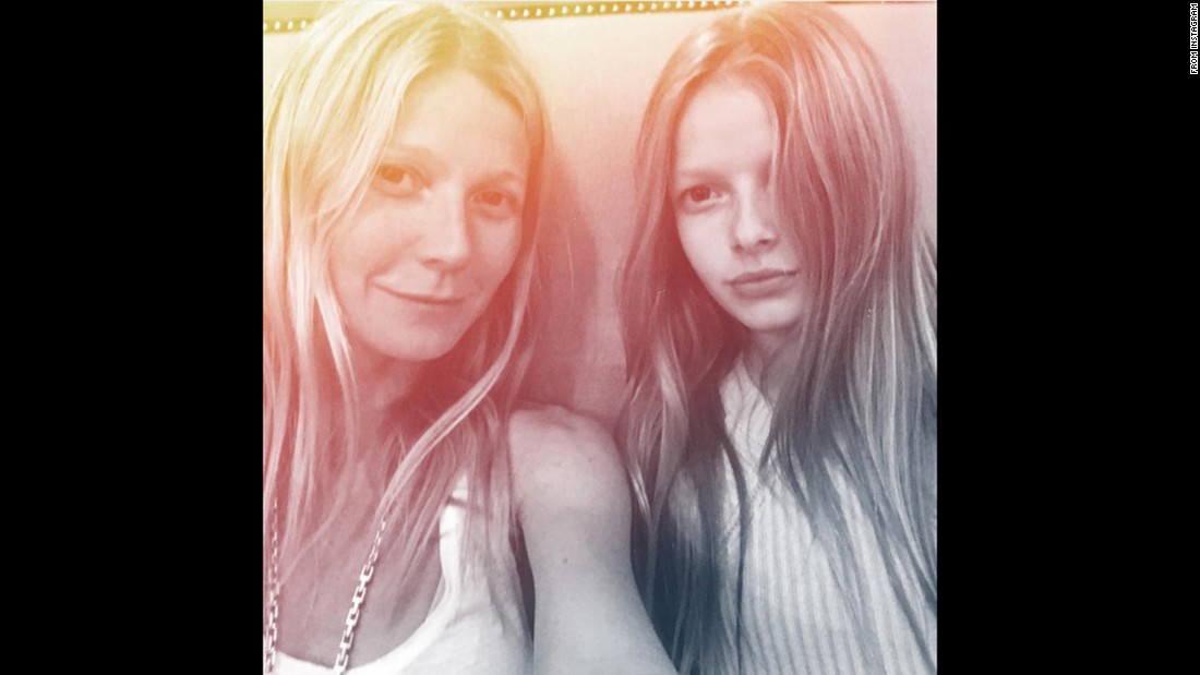 Actress Gwyneth Paltrow takes a selfie with daughter Apple Martin. The actress urges Apple and her brother, Moses Martin, to speak to her and each other only in Spanish.  