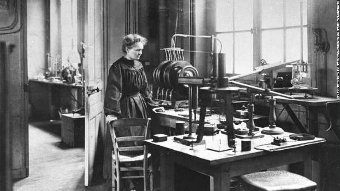 Marie Curie (1867-1934) was a Polish chemist and the first woman to win a Nobel Prize. She is the only woman to win the award twice, and one of only four individuals to win it in two different categories (physics and chemistry).  Along with her husband, Pierre Curie, she discovered polonium and radium which were crucial in the development of X-rays. Curie helped equip ambulances with X-rays during World War I and became head of radiological service for the International Red Cross.