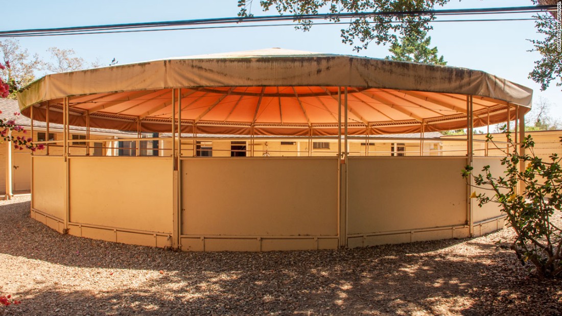 A covered round pen, also for horses, pictured on the property. 