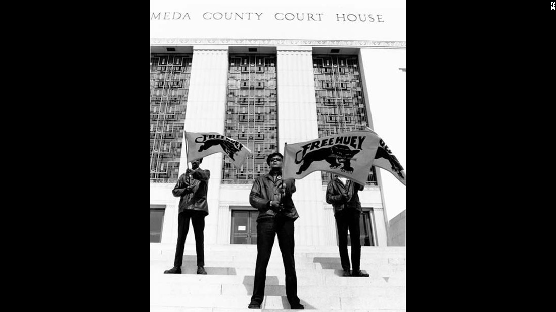 Black Panthers demonstrate at the  Alameda County Court House in Oakland in July 1968. There are still several Panthers serving time in prison 50 years after the group&#39;s formation. 