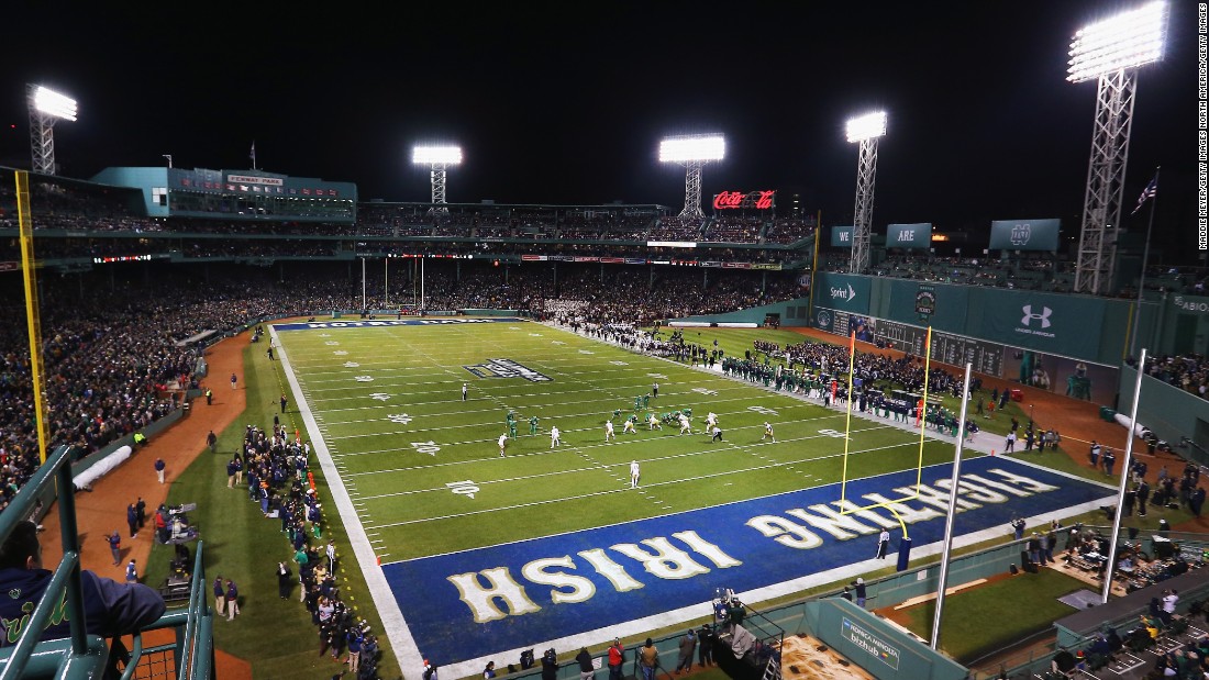 The Boston College Eagles and the Notre Dame Fighting Irish American Football teams faced off at Fenway Park in November 2015.