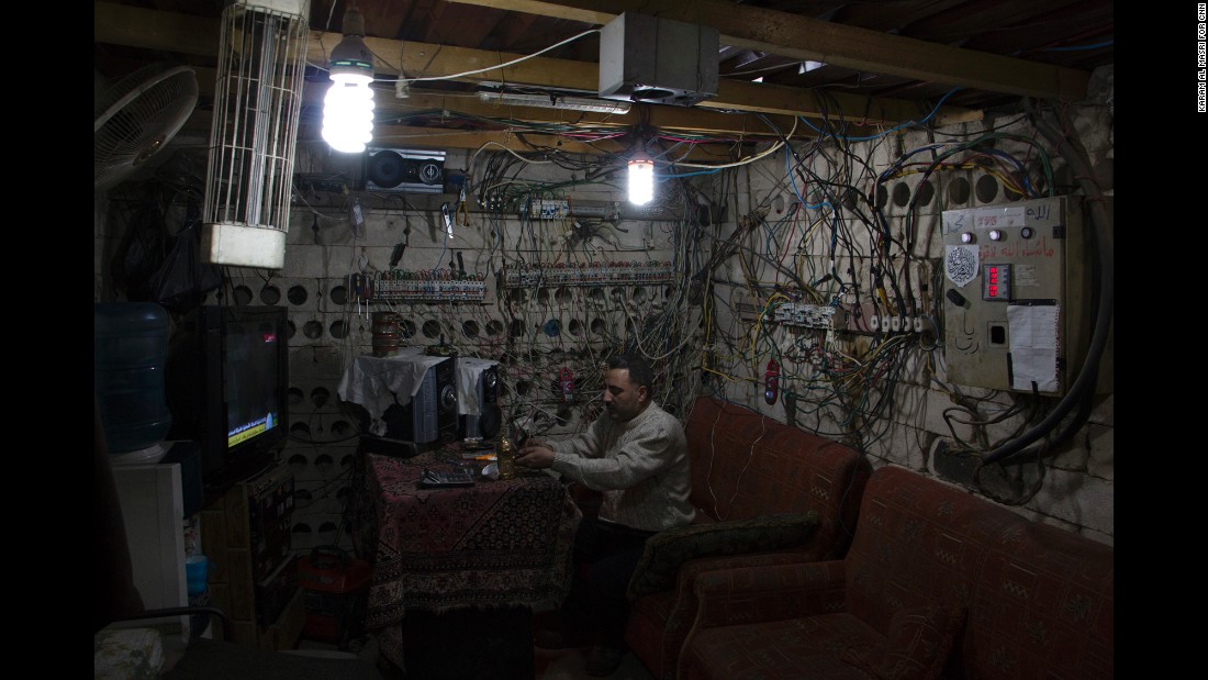 Keeping the lights on: The electricity &quot;operations room&quot; in a neighborhood of rebel-held Aleppo. 