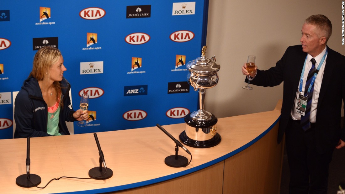 Australian Open tournament director Craig Tiley led a toast to Kerber at her post-final press conference. 