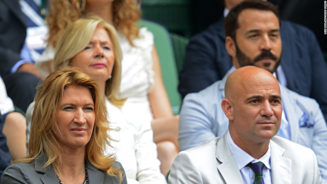 Kerber became the first German to win a grand slam title since Graf -- pictured left with husband Andre Agassi -- in 1999. 
