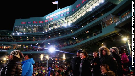 Fans look on at the Big Air at Fenway event in Boston, Massachusetts. 