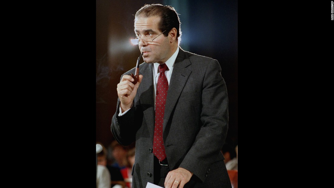 Scalia appears before the Senate Judiciary Committee during his confirmation hearings in Washington on August 6, 1986.