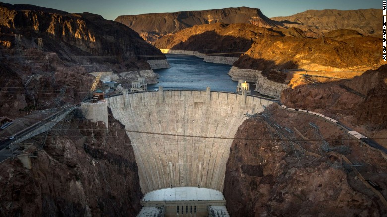 The Hoover Dam was built in the 1930s to create Lake Mead. The dam&#39;s generators provide power for public and private utilities in Nevada, Arizona, and California.