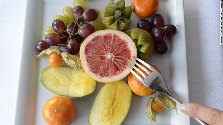 A fruit plate is seen at the Buchinger-Wilhelmi Clinic in Ueberlingen, southern Germany, on March 24, 2014. High-end clinics specialising in deprivation rather than pampering are all the rage in Germany, one of the homes of the fasting movement, and in some cases it is even covered by health insurance plans. AFP PHOTO/CHRISTOF STACHE        (Photo credit should read CHRISTOF STACHE/AFP/Getty Images)