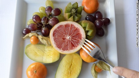 A fruit plate is seen at the Buchinger-Wilhelmi Clinic in Ueberlingen, southern Germany, on March 24, 2014. High-end clinics specialising in deprivation rather than pampering are all the rage in Germany, one of the homes of the fasting movement, and in some cases it is even covered by health insurance plans. AFP PHOTO/CHRISTOF STACHE        (Photo credit should read CHRISTOF STACHE/AFP/Getty Images)