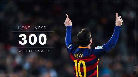 Messi&#39;s 300 La Liga goals have come in just 335 league appearances for Barca.