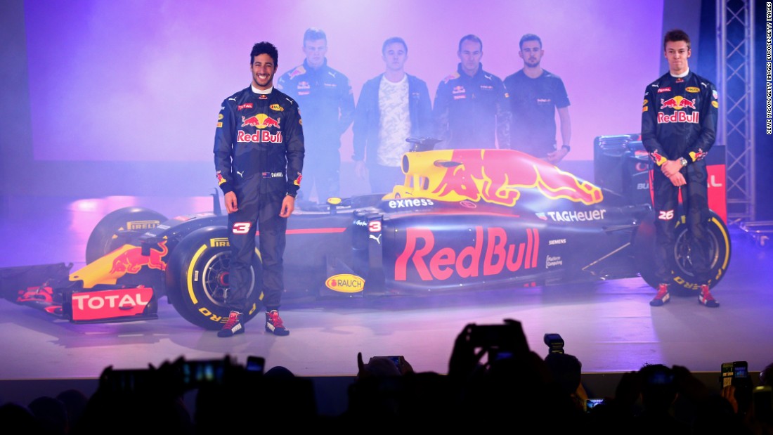 Drivers Daniel Ricciardo (left) and Daniil Kvyat (right) were kitted out in camouflage race suits for the launch but hope they won&#39;t have to hide on track during the 2016 season, which begins on March 20.