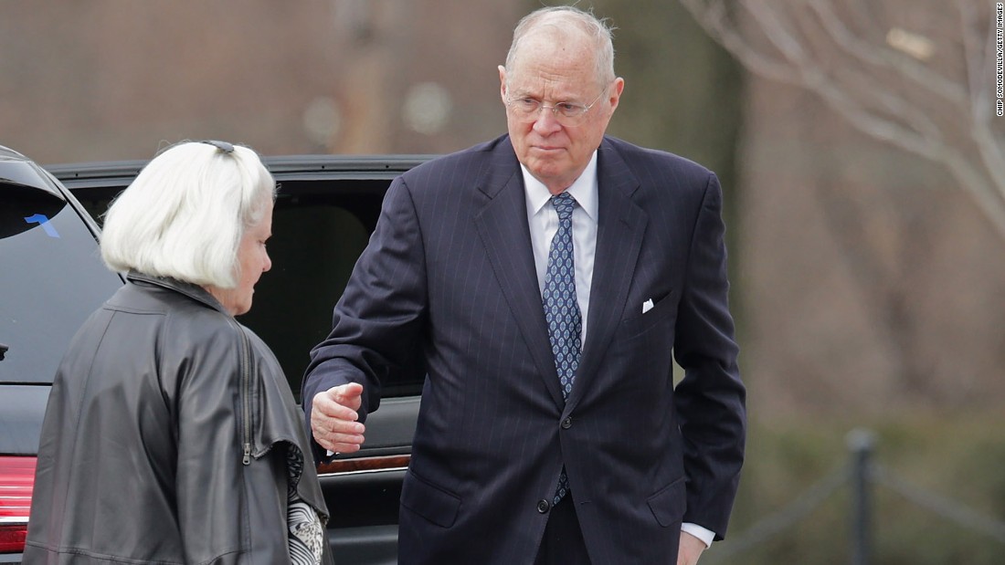 Justice Anthony Kennedy and his wife, Mary Davis, arrive at Scalia&#39;s funeral Mass on February 20. 