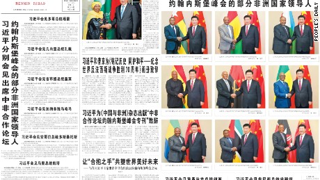 The December 4, 2015 front page of the People&#39;s Daily had 11 headlines mentioning Xi Jinping. 
