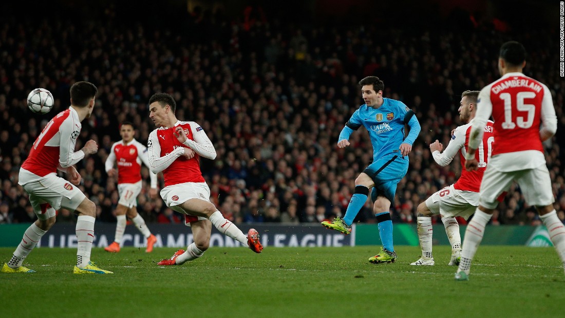 Barcelona, the defending champion, went up against Arsenal in the first leg of its last 16 Champions League tie in London. Lionel Messi lined up alongside Luis Suarez and Neymar as the visitors went with its attacking trio known as &#39;MSN&#39;.