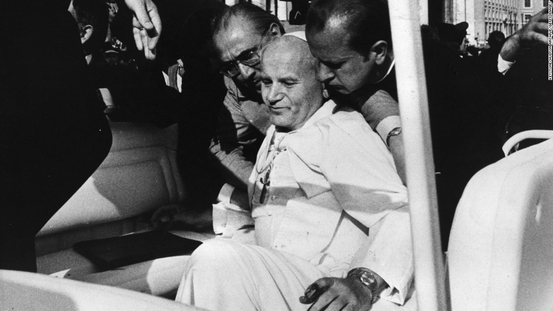 &lt;strong&gt;Assassin targets Pope:&lt;/strong&gt; Pope John Paul II collapses into the arms of his aides on May 13, 1981, after an &lt;a href=&quot;http://www.nytimes.com/learning/general/onthisday/big/0513.html#article&quot; target=&quot;_blank&quot;&gt;assassination attempt&lt;/a&gt; by Turkish terrorist Mehmet Ali Agca in St. Peter&#39;s Square. Struck by two bullets that hit his abdomen, right arm and left hand, the Pope was seriously wounded and underwent more than five hours of surgery to save his life. Agca went on to &lt;a href=&quot;http://www.theguardian.com/world/2010/jan/18/pope-john-paul-mehmet-agca&quot; target=&quot;_blank&quot;&gt;serve 19 years&lt;/a&gt; in an Italian prison. The Pope pardoned Agca in 1983 and worked for his eventual release.