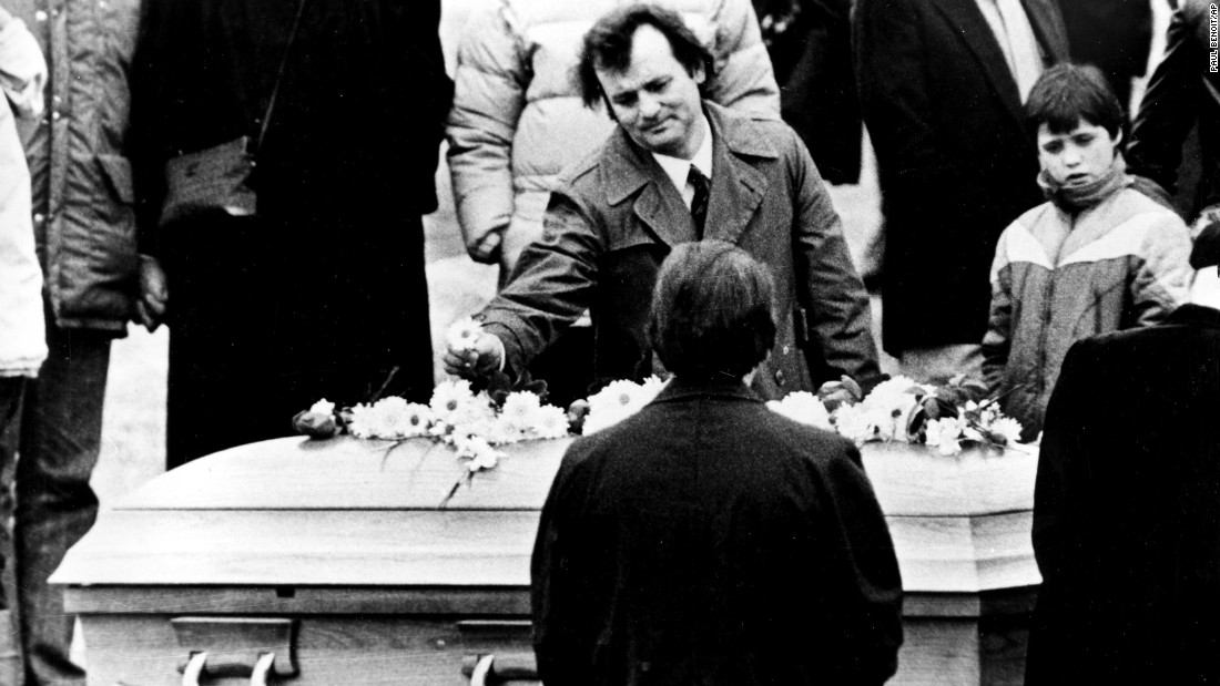 &lt;strong&gt;Farewell to a funnyman:&lt;/strong&gt; Actor Bill Murray puts a flower on John Belushi&#39;s coffin on March 9, 1982. Belushi, a beloved comedian and former &quot;Saturday Night Live&quot; star, &lt;a href=&quot;http://www.nytimes.com/1982/03/06/obituaries/john-belushi-manic-comic-of-tv-and-films-dies.html&quot; target=&quot;_blank&quot;&gt;died of a drug overdose&lt;/a&gt; at the age of 33.