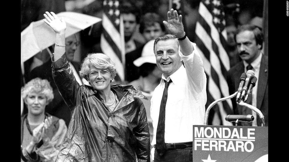 &lt;strong&gt;Political breakthrough:&lt;/strong&gt; Democrat Geraldine Ferraro became the first female vice-presidential candidate on a major party ticket when she ran with Walter Mondale in 1984. During her campaign, &lt;a href=&quot;https://www.washingtonpost.com/local/obituaries/geraldine-a-ferraro-first-woman-major-party-candidate-on-presidential-ticket-dies-at-75/2011/03/26/AFLyheeB_story.html&quot; target=&quot;_blank&quot;&gt;she said:&lt;/a&gt; &quot;This candidacy is not just a symbol, it&#39;s a breakthrough. It&#39;s not just a statement, it&#39;s a bond between women all over America.&quot;