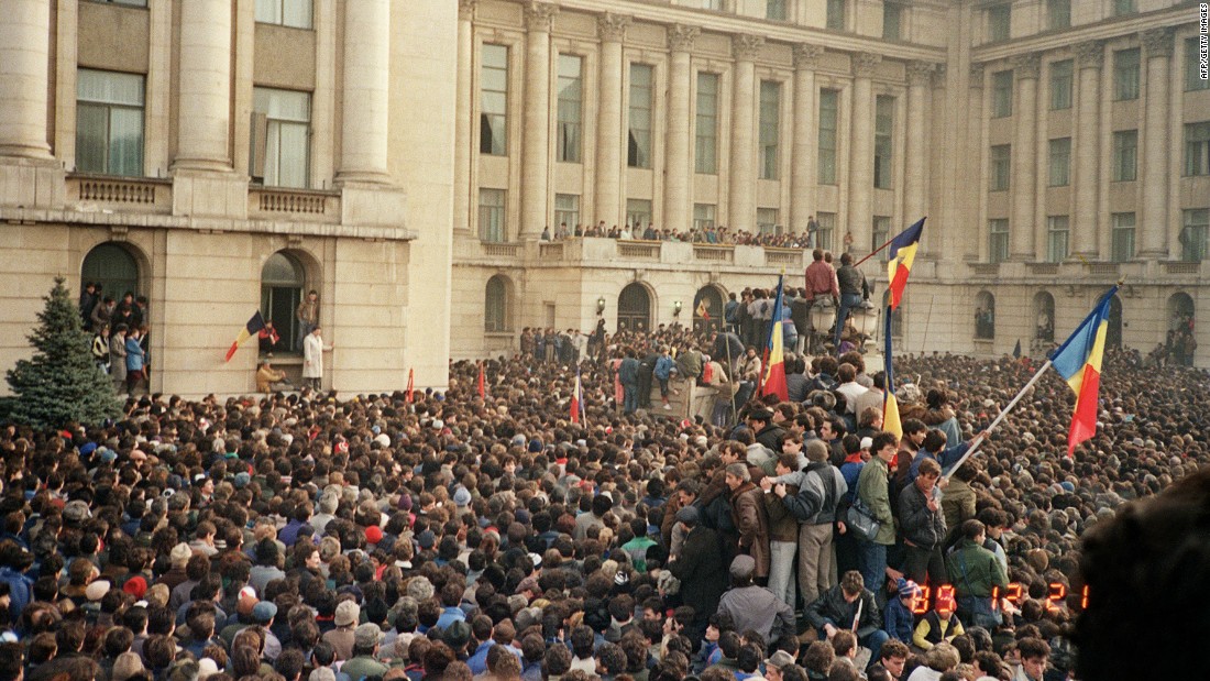 &lt;strong&gt;A communist defeat:&lt;/strong&gt; Eastern Europe saw several uprisings against communism in 1989. Here, Romanian citizens stage an anti-government protest in Bucharest&#39;s Republican Square on December 21, 1989 -- just one day before the country&#39;s communist leader of 24 years, Nicolae Ceausescu, was overthrown in a violent revolution. Ceausescu&#39;s execution, which took place three days later, was &lt;a href=&quot;http://news.bbc.co.uk/2/hi/europe/574200.stm&quot; target=&quot;_blank&quot;&gt;televised&lt;/a&gt; in Romania.