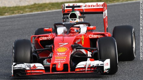 Ferrari&#39;s Kimi Raikkonen trialed the new safety halo at winter testing in Barcelona.