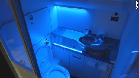 Boeing&#39;s self-cleaning lavatory prototype promises to kill 99.99 percent of all germs with UV lights -- and eliminate smells. 