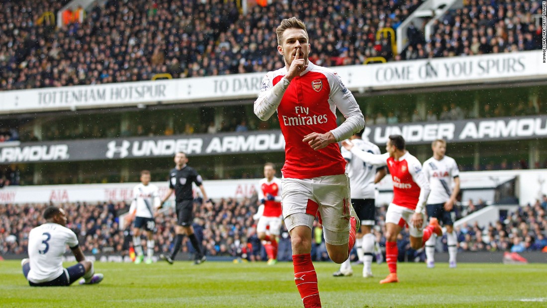 Arsenal&#39;s Welsh midfielder Aaron Ramsey opened the scoring for the Gunners late in the first half.