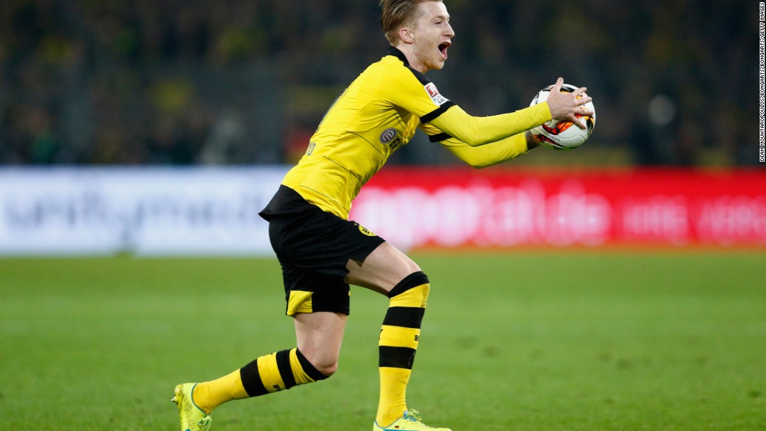 Dortmund looked dangerous on the counter attack all evening. Here striker Marco Reus shows his frustration at being caught offside.