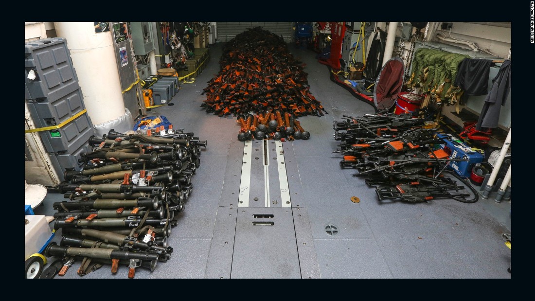 Weapons seized by the HMAS Darwin off the coast of Oman