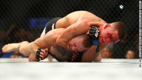 Nate Diaz defeated Conor McGregor by forcing a tap-out in the second round.
