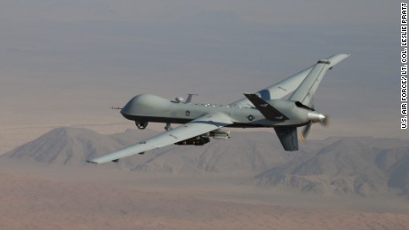 An MQ-9 Reaper drone performs a combat mission over southern Afghanistan. 