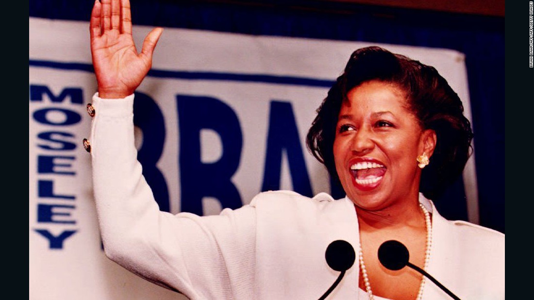 Carol Moseley Braun, a Democrat from Illinois, was the first African-American woman to be elected to the U.S. Senate. She served from 1993 to 1999.