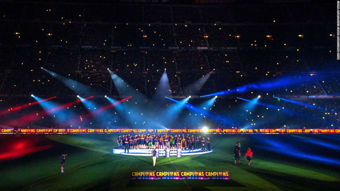 The stadium has witnessed many a celebratory occasion, none more so than last season when the club won the treble, clinching the Spanish league title, the Spanish Cup and the European Champions League. This season Barca is eight points clear in La Liga already.