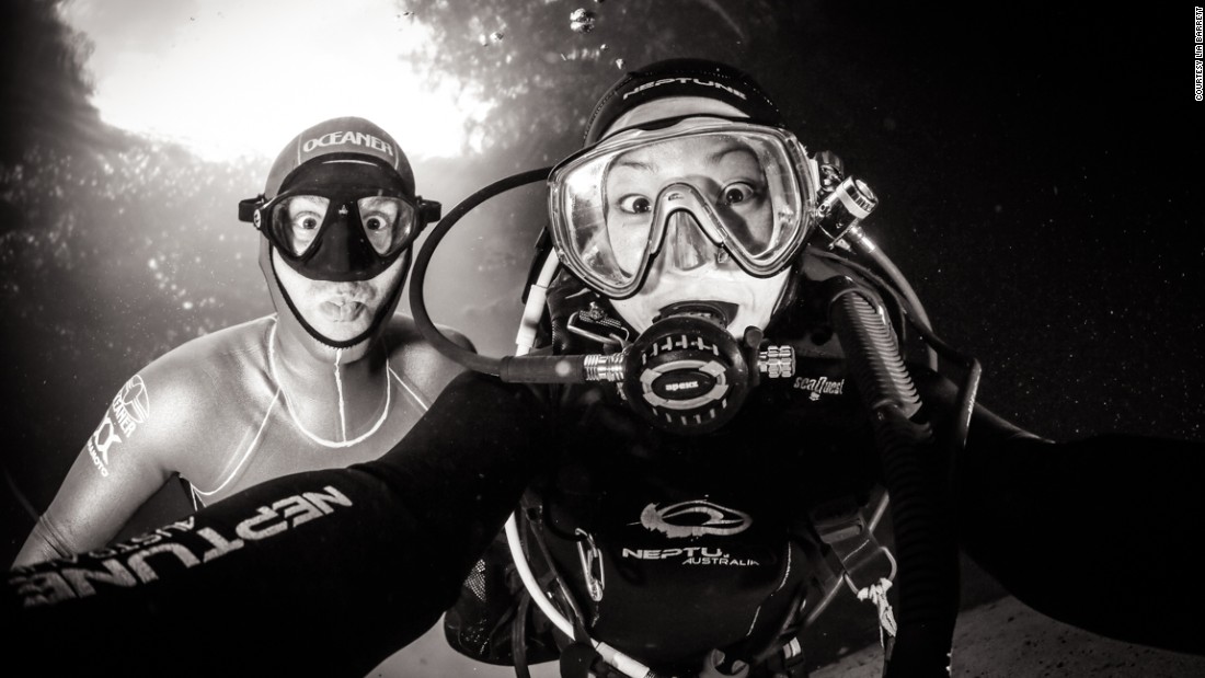 L-R: An underwater selfie with Molchanov and Barrett.&lt;br /&gt;&lt;br /&gt;