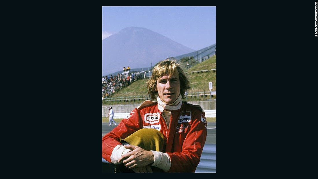 Hunt poses at Japan&#39;s Fuji Speedway. 