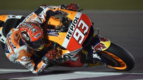 Marquez rounds a corner during practice at Qatar