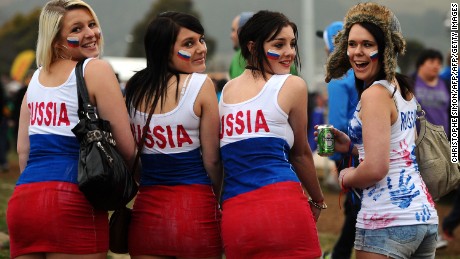 Russian fans attend the 2011 Rugby World Cup match against Australia.